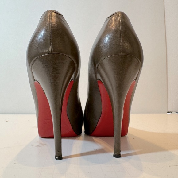 Christian Louboutin Mini Bout Brown Red Open Pumps Platform Heels Shoes 40 - Picture 6 of 8